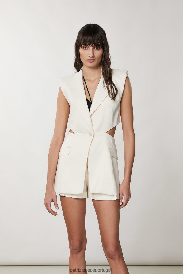 Patrizia Pepe mulheres colete recortado linho branco vestuário TX086V228