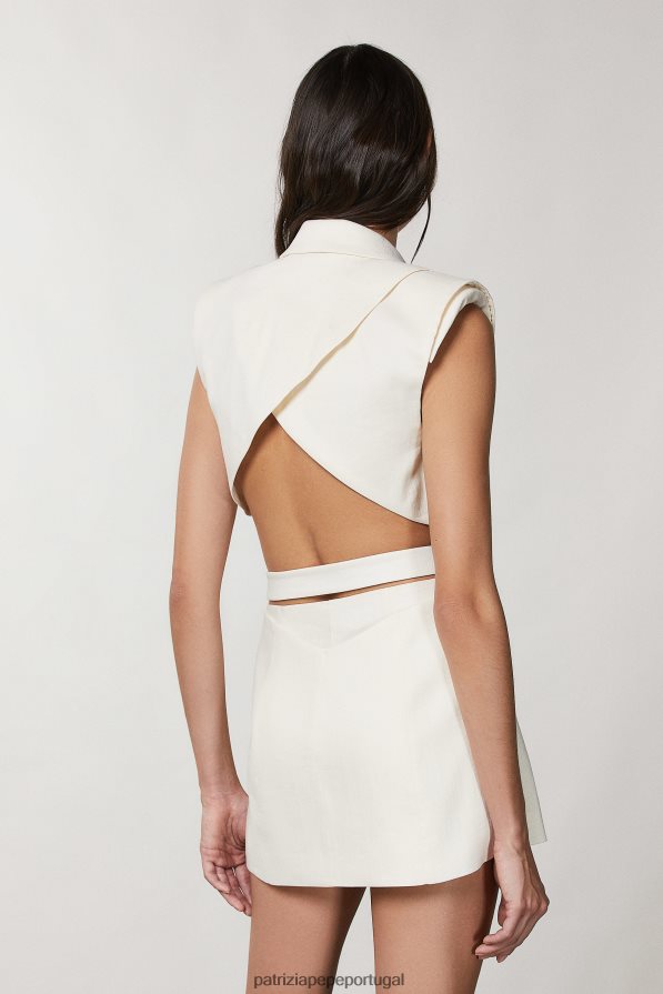Patrizia Pepe mulheres colete recortado linho branco vestuário TX086V228
