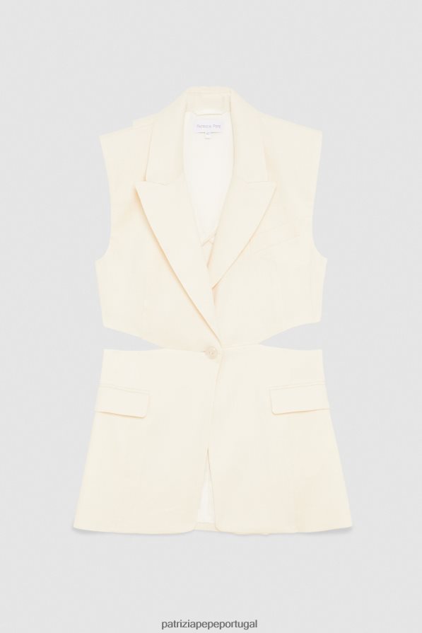 Patrizia Pepe mulheres colete recortado linho branco vestuário TX086V228