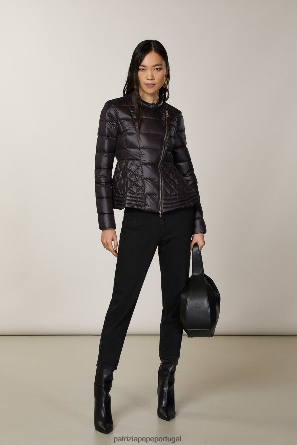 Patrizia Pepe mulheres jaqueta acolchoada natural ultraleve Nero vestuário TX086V683