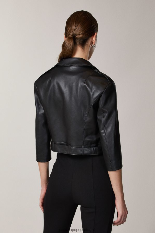 Patrizia Pepe mulheres jaqueta biker em tecido revestido Nero vestuário TX086V586