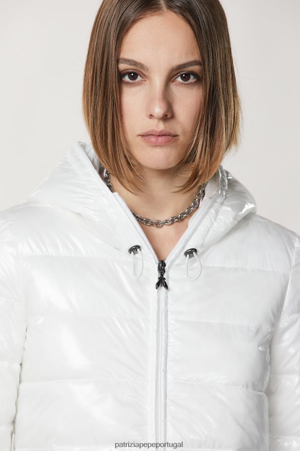 Patrizia Pepe mulheres jaqueta com capuz branco vestuário TX086V51