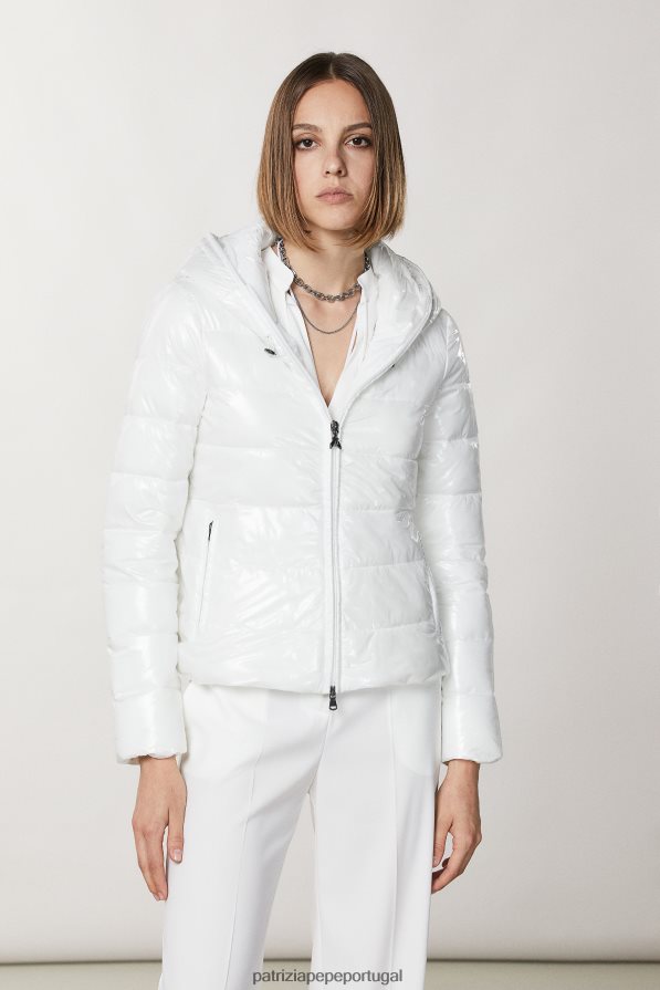 Patrizia Pepe mulheres jaqueta com capuz branco vestuário TX086V51