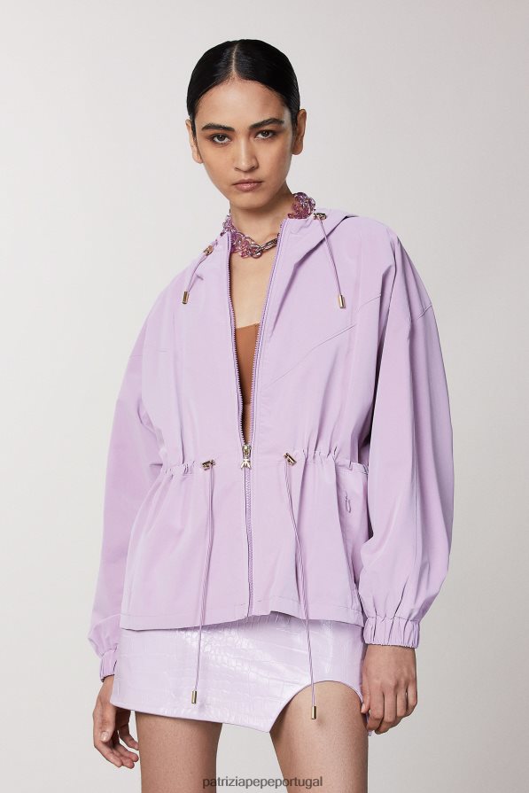 Patrizia Pepe mulheres jaqueta com capuz lilás fresco vestuário TX086V473