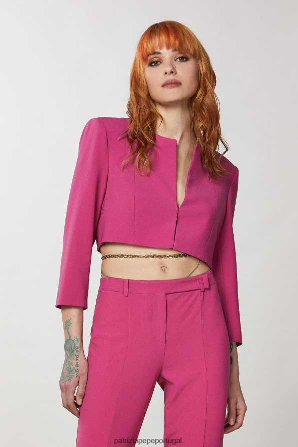 Patrizia Pepe mulheres jaqueta cropped com gola redonda cerimônia fúcsia vestuário TX086V306