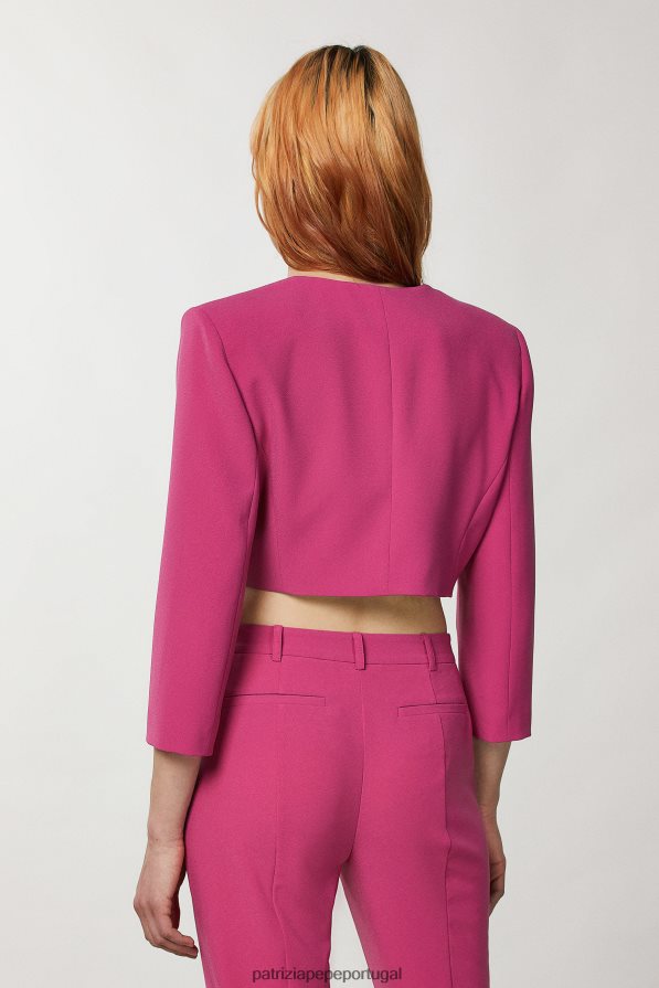 Patrizia Pepe mulheres jaqueta cropped com gola redonda cerimônia fúcsia vestuário TX086V306