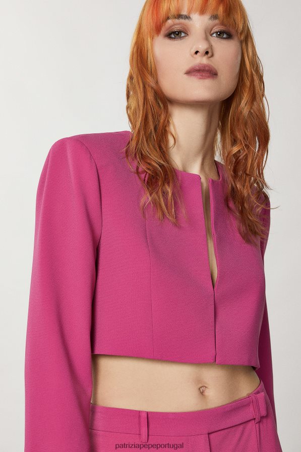 Patrizia Pepe mulheres jaqueta cropped com gola redonda cerimônia fúcsia vestuário TX086V306