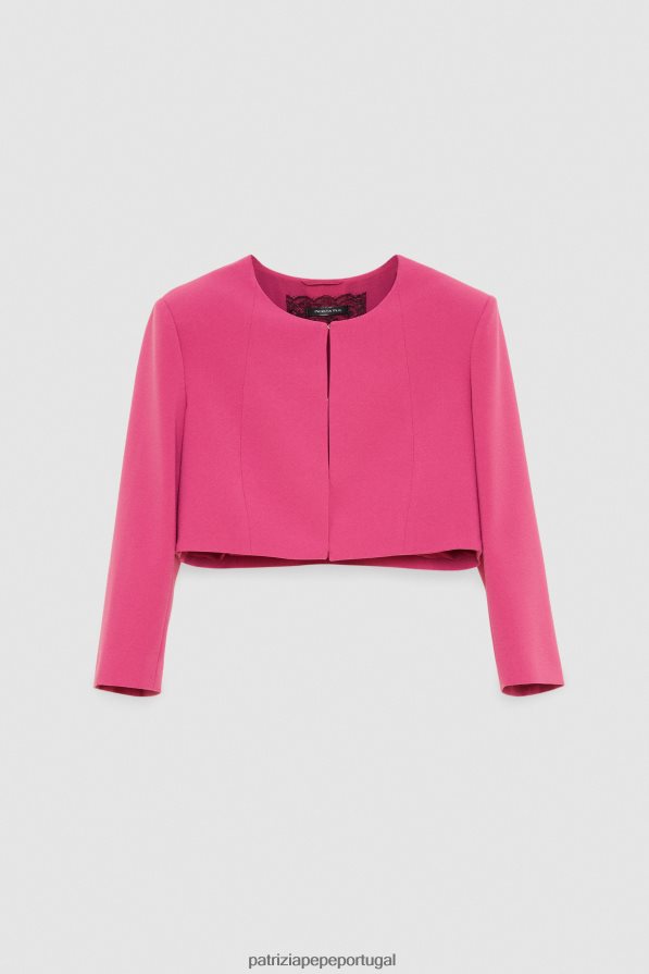 Patrizia Pepe mulheres jaqueta cropped com gola redonda cerimônia fúcsia vestuário TX086V306