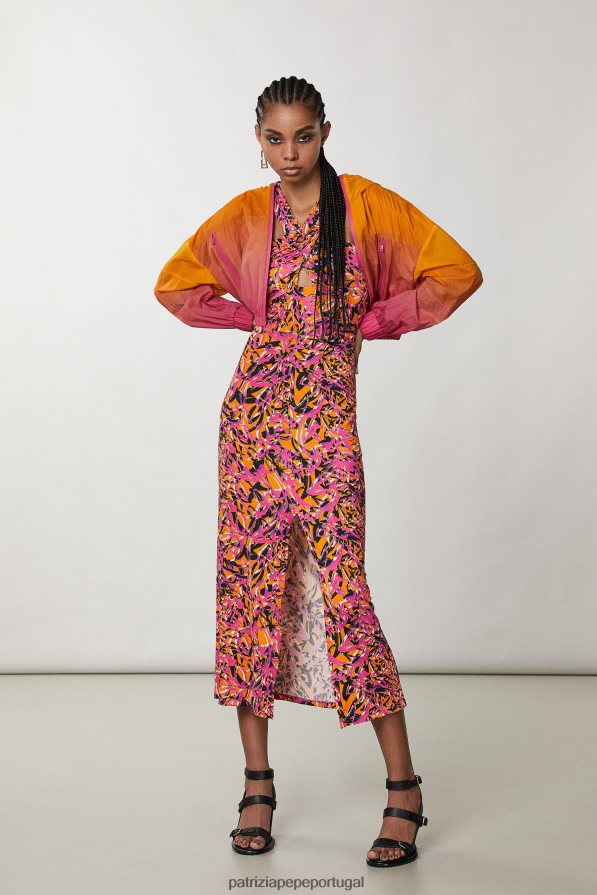 Patrizia Pepe mulheres jaqueta de náilon recortada laranja fuxia degradar vestuário TX086V613