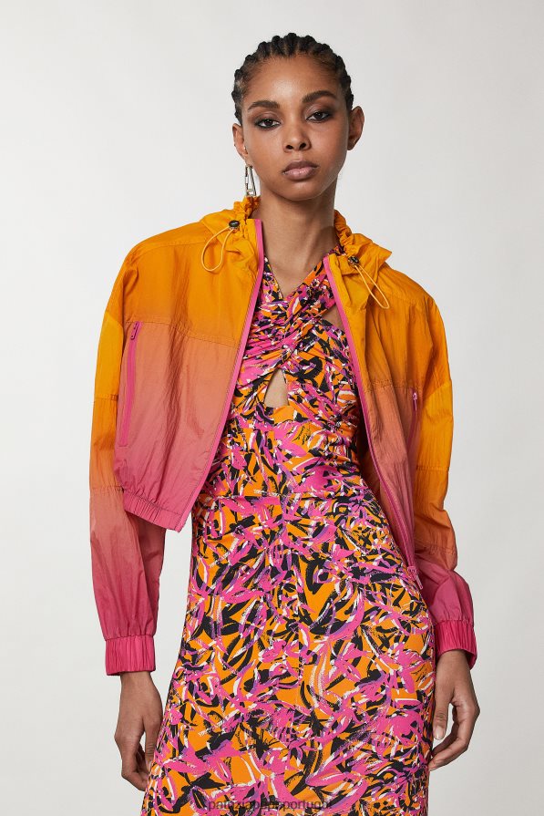 Patrizia Pepe mulheres jaqueta de náilon recortada laranja fuxia degradar vestuário TX086V613