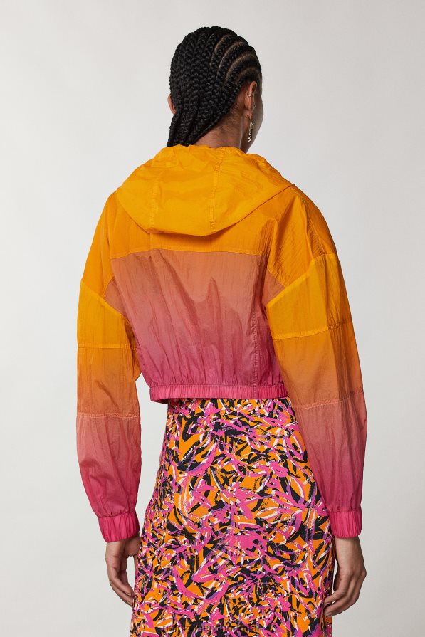 Patrizia Pepe mulheres jaqueta de náilon recortada laranja fuxia degradar vestuário TX086V613