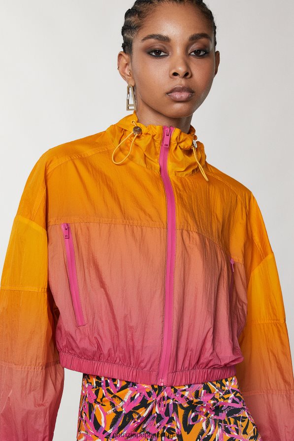Patrizia Pepe mulheres jaqueta de náilon recortada laranja fuxia degradar vestuário TX086V613