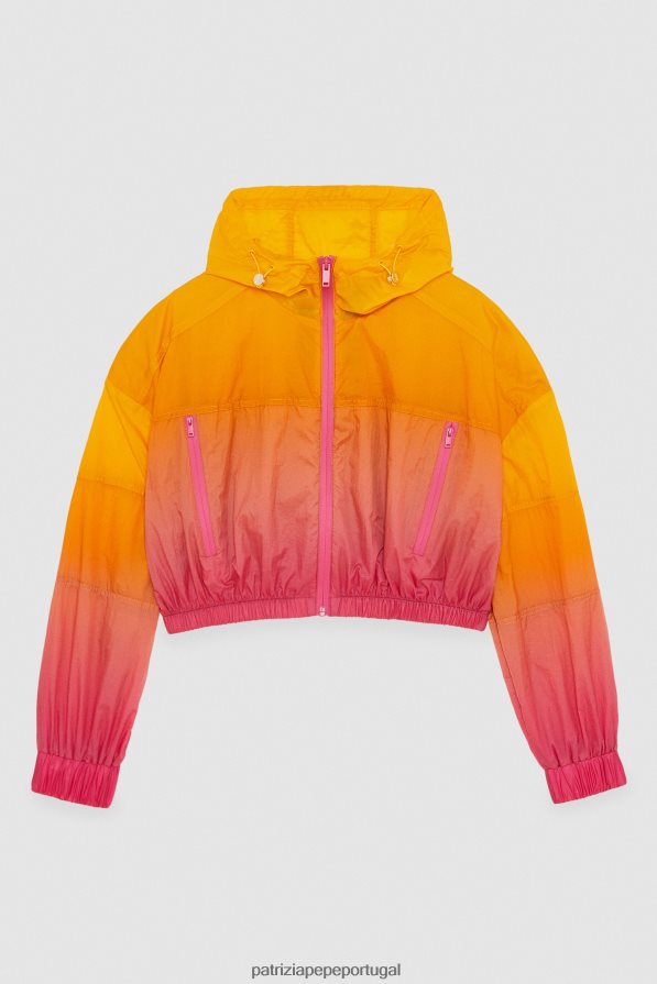 Patrizia Pepe mulheres jaqueta de náilon recortada laranja fuxia degradar vestuário TX086V613