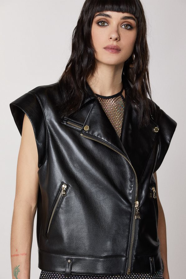 Patrizia Pepe mulheres jaqueta estilo motociclista Nero vestuário TX086V447