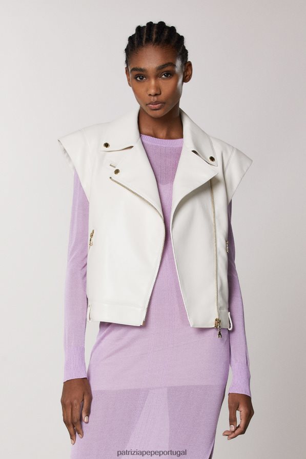 Patrizia Pepe mulheres jaqueta estilo motociclista gardênia branca vestuário TX086V477