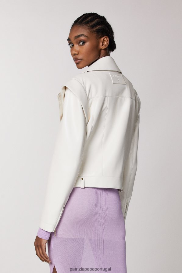 Patrizia Pepe mulheres jaqueta estilo motociclista gardênia branca vestuário TX086V477