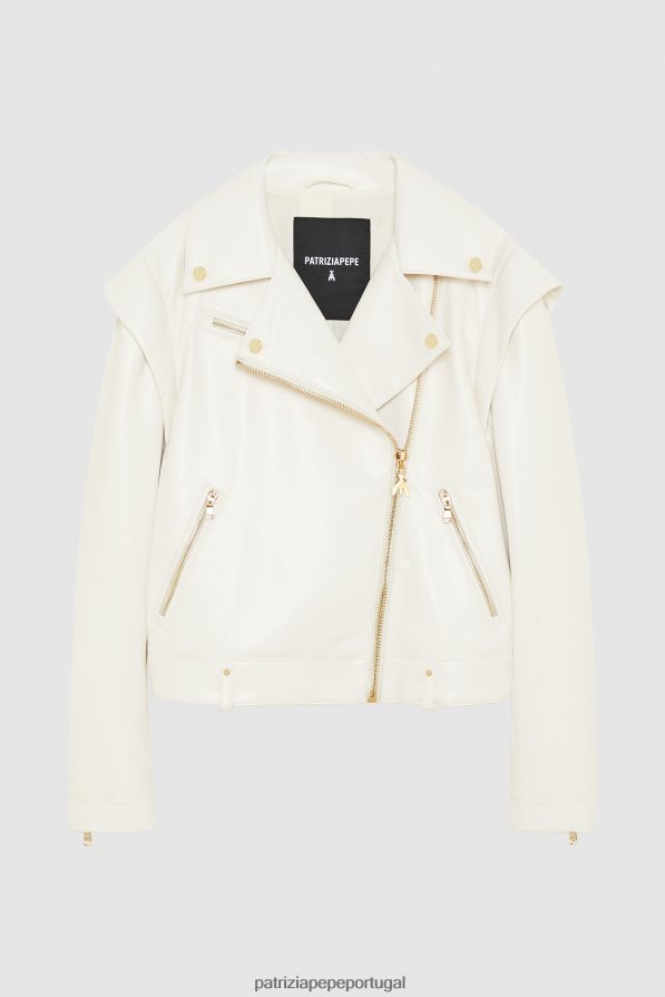 Patrizia Pepe mulheres jaqueta estilo motociclista gardênia branca vestuário TX086V477