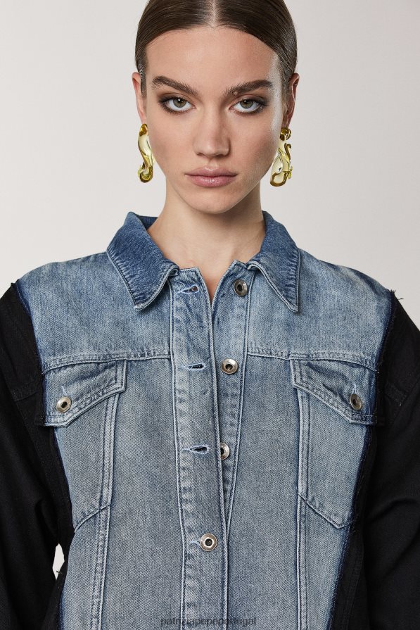 Patrizia Pepe mulheres jaqueta jeans bicolor lavagem preto índigo vestuário TX086V386