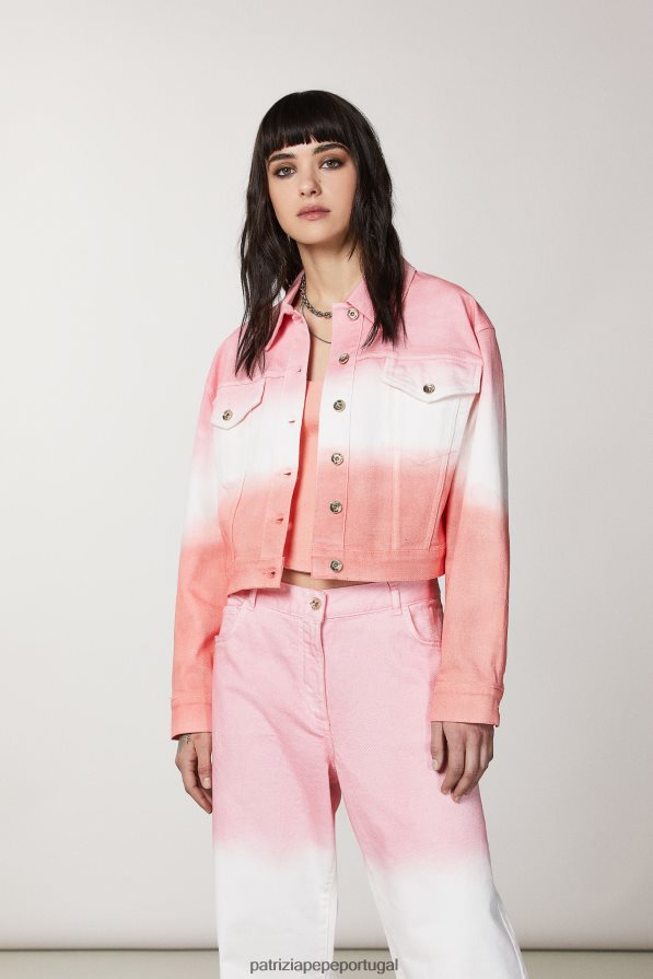 Patrizia Pepe mulheres jaqueta jeans diferenciada pêssego suculento degradado vestuário TX086V501