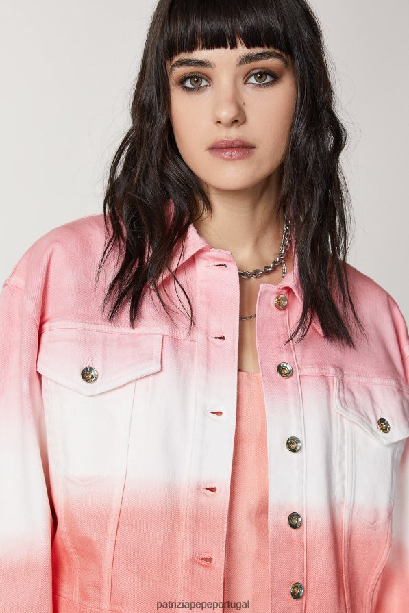 Patrizia Pepe mulheres jaqueta jeans diferenciada pêssego suculento degradado vestuário TX086V501