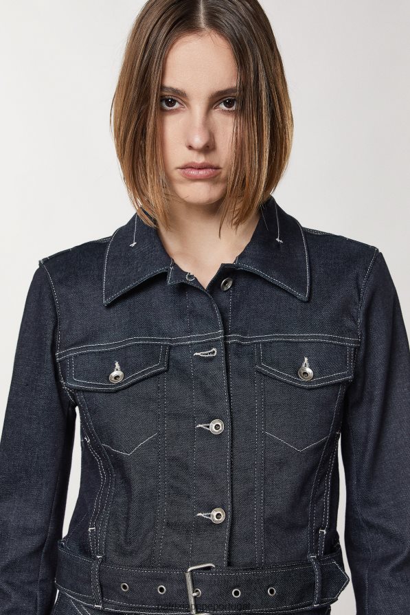 Patrizia Pepe mulheres jaqueta jeans fina lavagem da marinha da meia-noite vestuário TX086V95