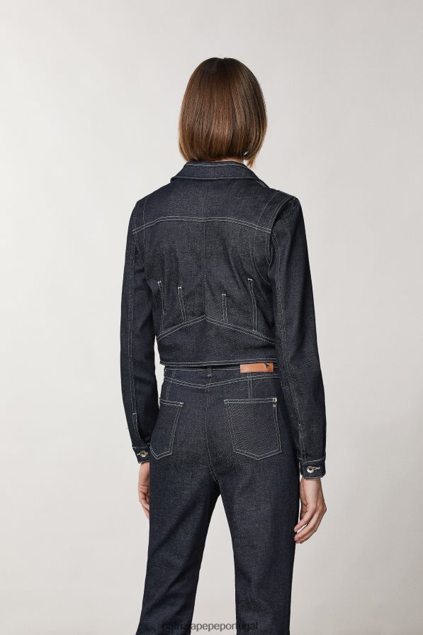 Patrizia Pepe mulheres jaqueta jeans fina lavagem da marinha da meia-noite vestuário TX086V95