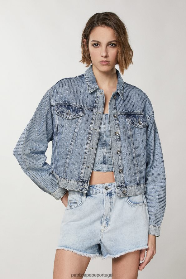 Patrizia Pepe mulheres jaqueta jeans joia de pedra clara vestuário TX086V387