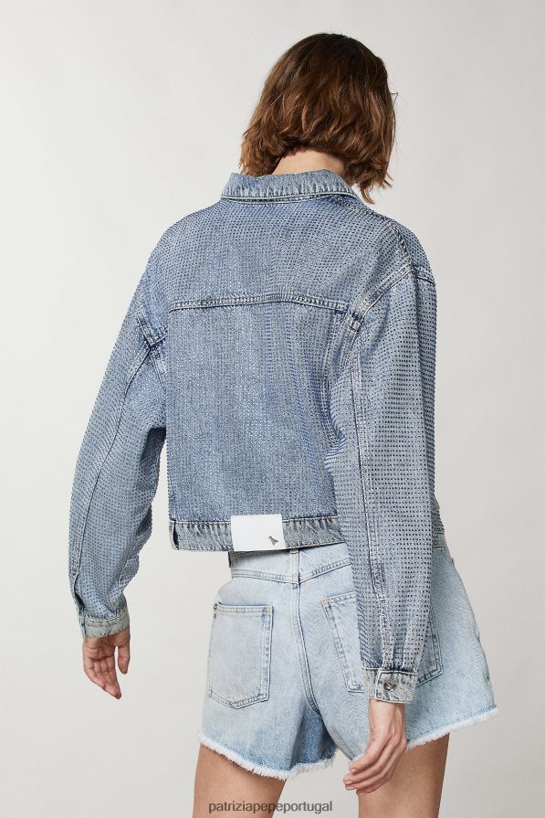 Patrizia Pepe mulheres jaqueta jeans joia de pedra clara vestuário TX086V387
