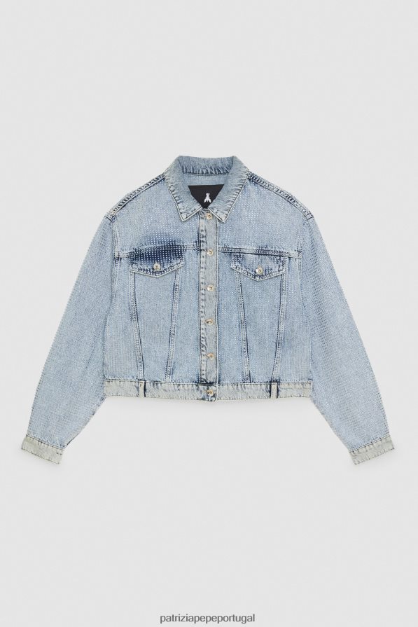 Patrizia Pepe mulheres jaqueta jeans joia de pedra clara vestuário TX086V387