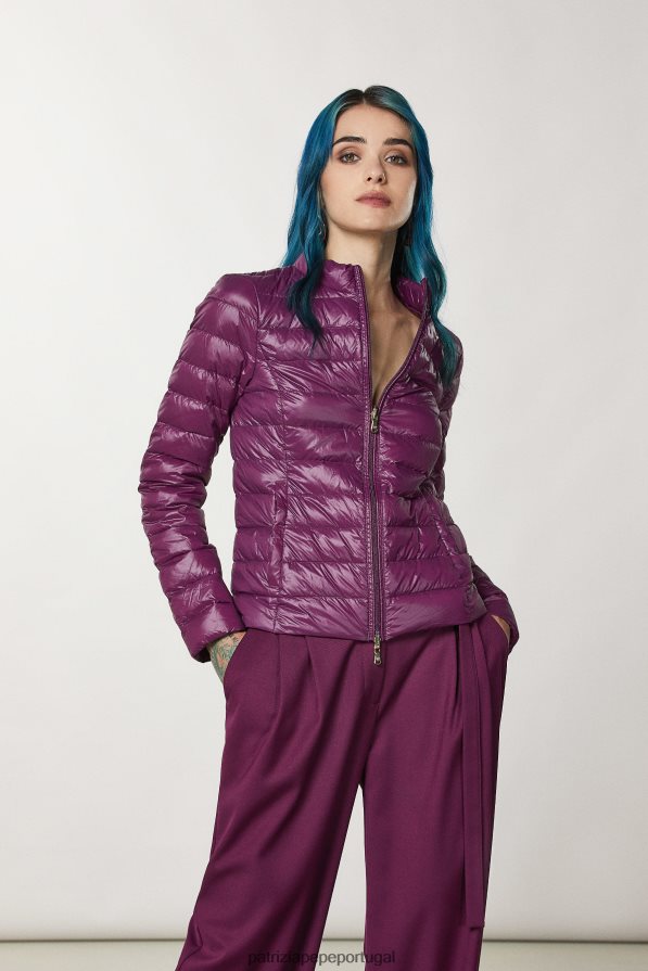 Patrizia Pepe mulheres jaqueta reversível ultraleve roxo futurista vestuário TX086V45