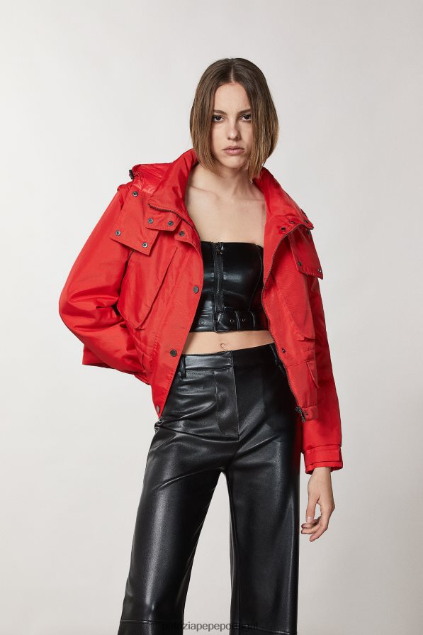 Patrizia Pepe mulheres jaqueta técnica de náilon corrida vermelha vestuário TX086V142