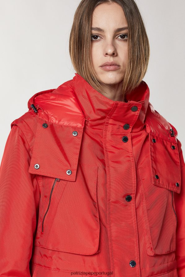Patrizia Pepe mulheres jaqueta técnica de náilon corrida vermelha vestuário TX086V142