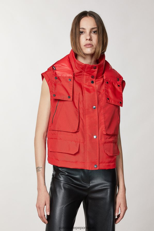 Patrizia Pepe mulheres jaqueta técnica de náilon corrida vermelha vestuário TX086V142