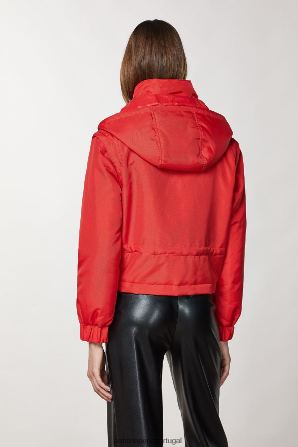 Patrizia Pepe mulheres jaqueta técnica de náilon corrida vermelha vestuário TX086V142