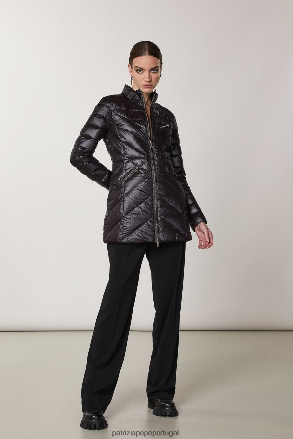 Patrizia Pepe mulheres jaqueta ultraleve Nero vestuário TX086V583
