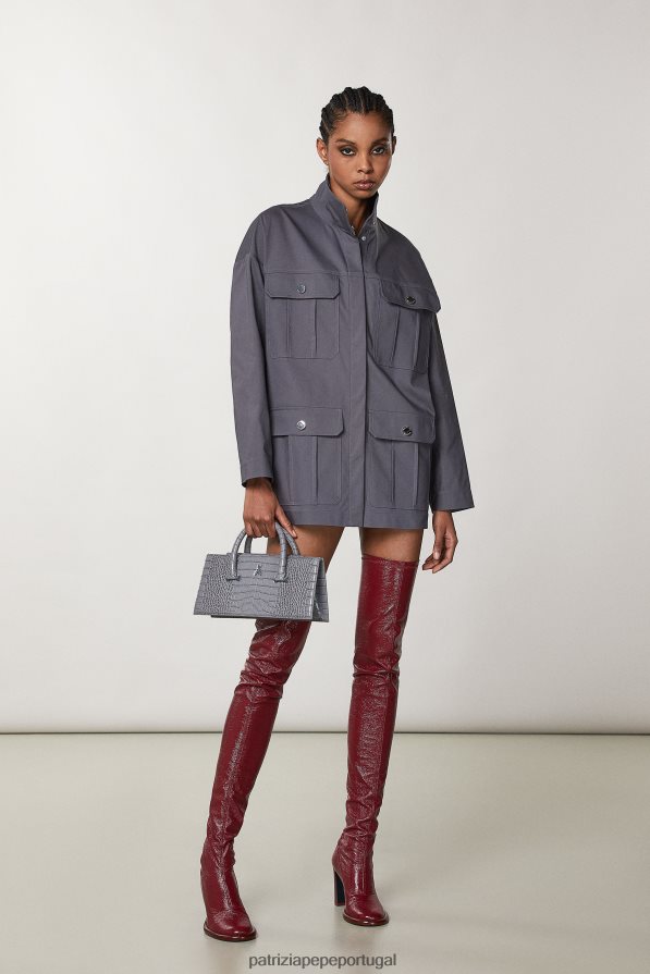 Patrizia Pepe mulheres parka de gola alta tornado cinza vestuário TX086V130