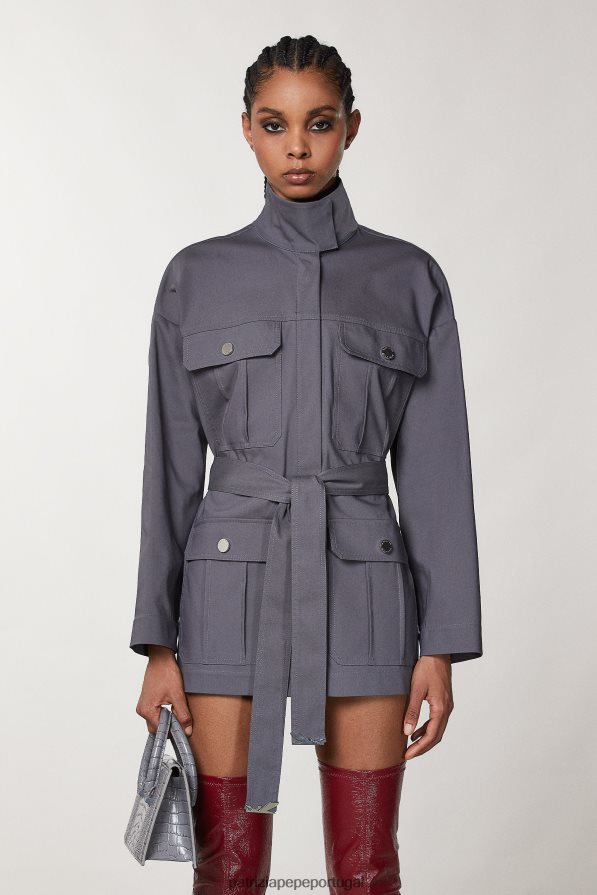 Patrizia Pepe mulheres parka de gola alta tornado cinza vestuário TX086V130