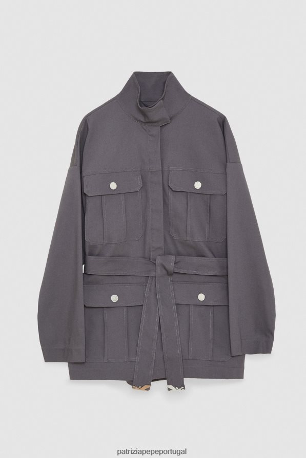 Patrizia Pepe mulheres parka de gola alta tornado cinza vestuário TX086V130