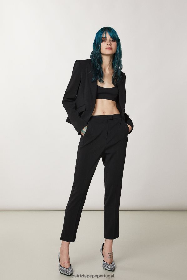 Patrizia Pepe mulheres calças de cigarro essenciais Nero vestuário TX086V108