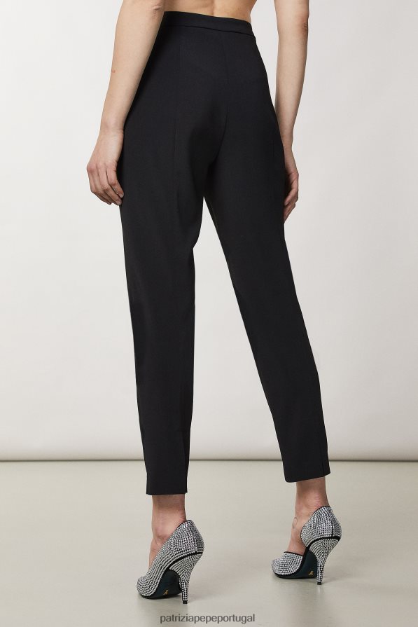 Patrizia Pepe mulheres calças de cigarro essenciais Nero vestuário TX086V108