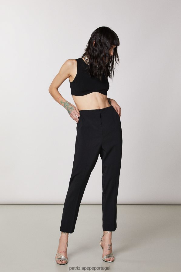 Patrizia Pepe mulheres calças de cigarro essenciais Nero vestuário TX086V545