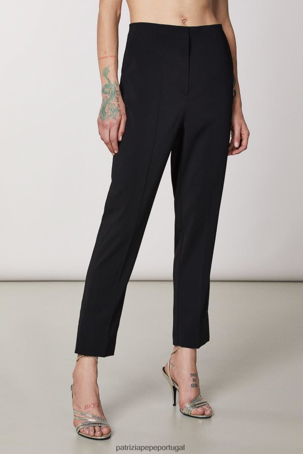 Patrizia Pepe mulheres calças de cigarro essenciais Nero vestuário TX086V545