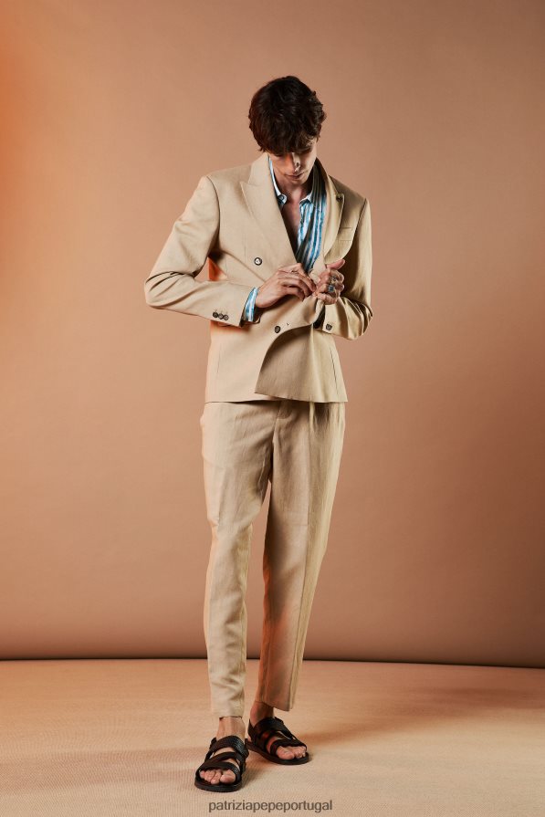 Patrizia Pepe homens joggers de linho caril bege vestuário TX086V1012