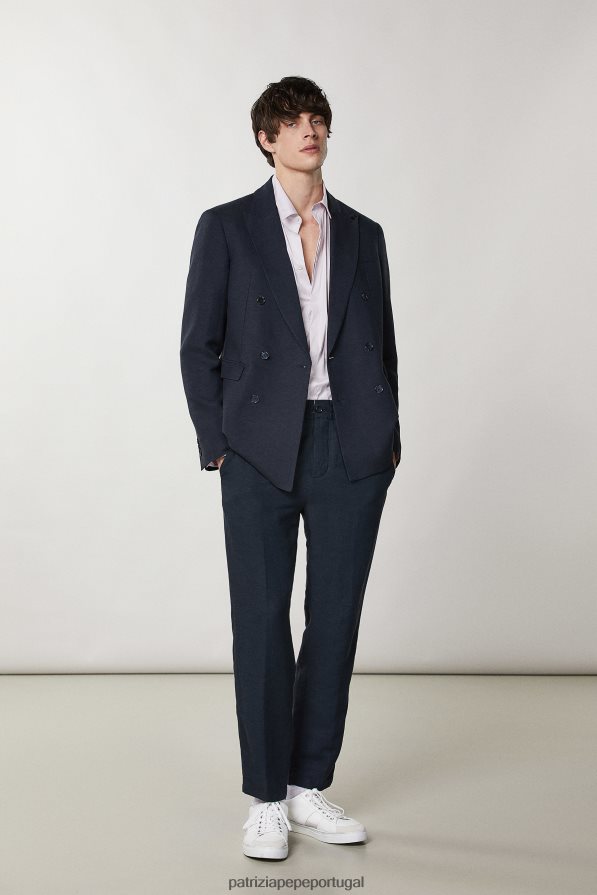 Patrizia Pepe homens joggers de linho marinha real vestuário TX086V1018