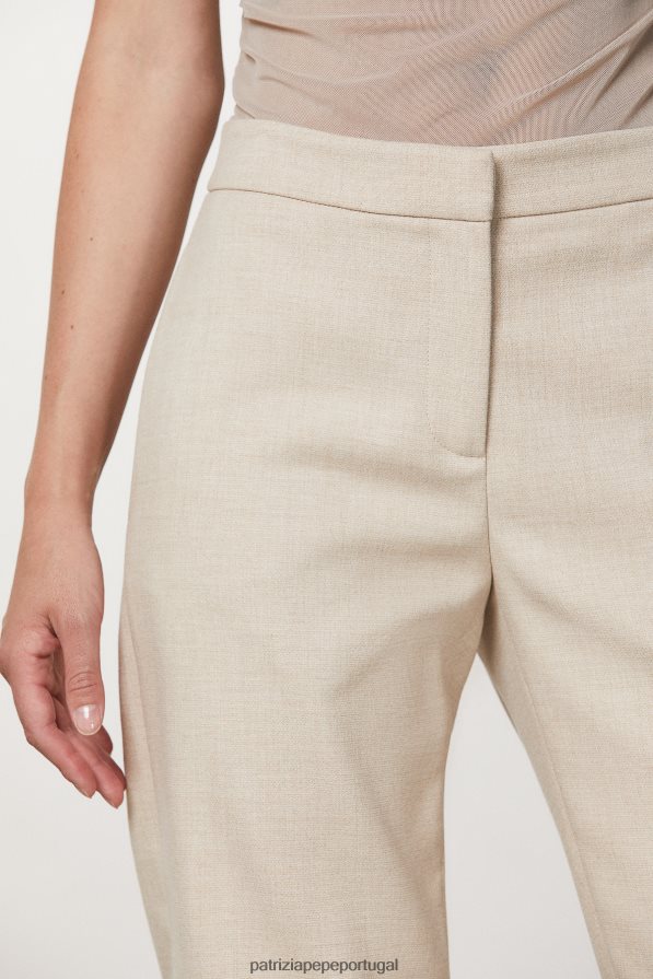 Patrizia Pepe mulheres calça jogger de lona artesanato bege melange vestuário TX086V632