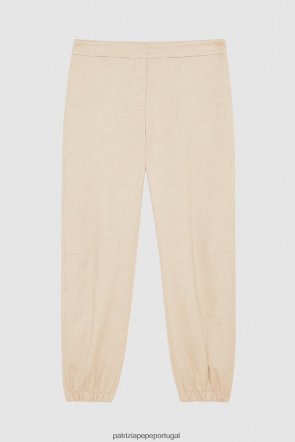 Patrizia Pepe mulheres calça jogger de lona artesanato bege melange vestuário TX086V632
