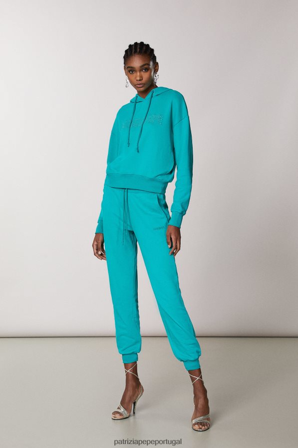 Patrizia Pepe mulheres calças de lã essenciais ilusão verde vestuário TX086V403