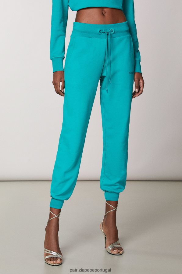 Patrizia Pepe mulheres calças de lã essenciais ilusão verde vestuário TX086V403