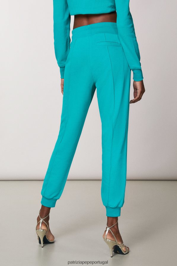 Patrizia Pepe mulheres calças de lã essenciais ilusão verde vestuário TX086V403