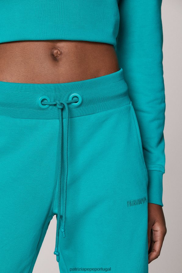 Patrizia Pepe mulheres calças de lã essenciais ilusão verde vestuário TX086V403